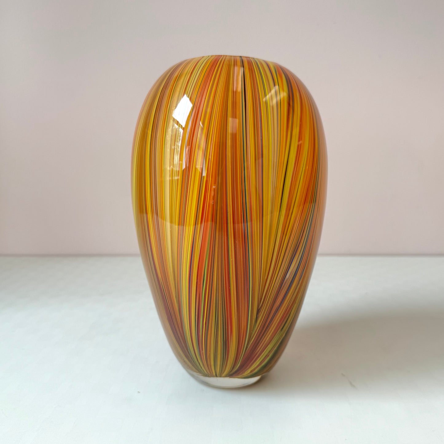 Vintage Multi-Color Feathered Glass Vase