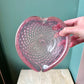 Vintage Signed Pink and Silver Leaf Murano Glass Bowl