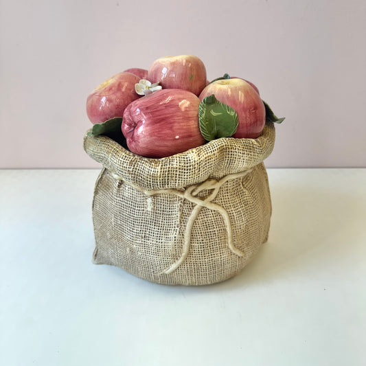 Vintage Decorative Italian Ceramic Bushell of Apples