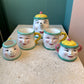 Vintage 5 Piece Tea Set “Coffee Break” by Clay Art San Francisco, Dated 1993