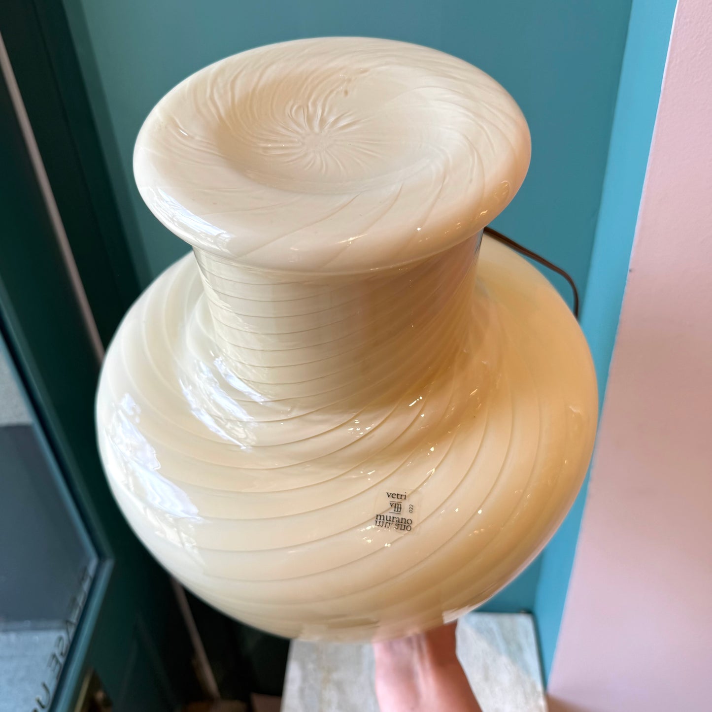 Vintage Pale Yellow Vetri Murano Glass Mushroom Lamp