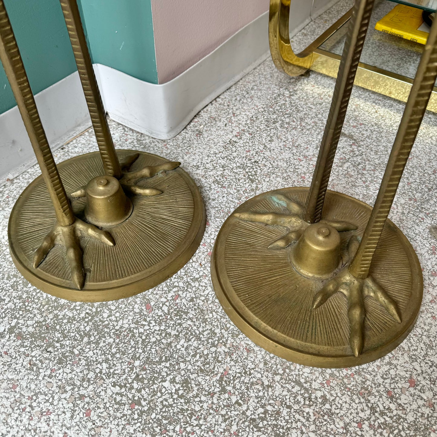 Pair of Extra Large Vintage Brass Crane Birds