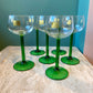 Set of 6 Vintage French Luminarc Green Stem Wine Glasses