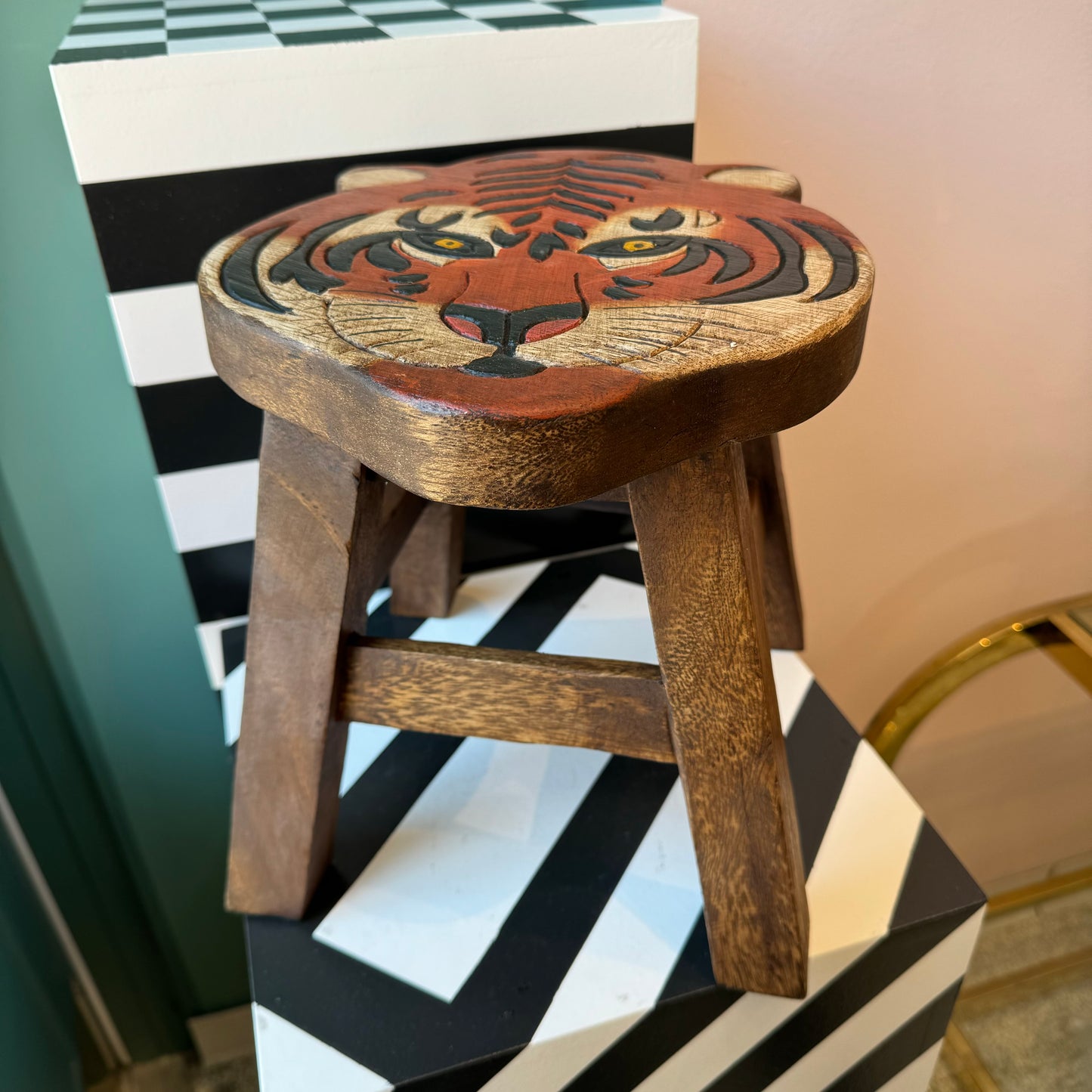 Wooden Tiger Step Stool