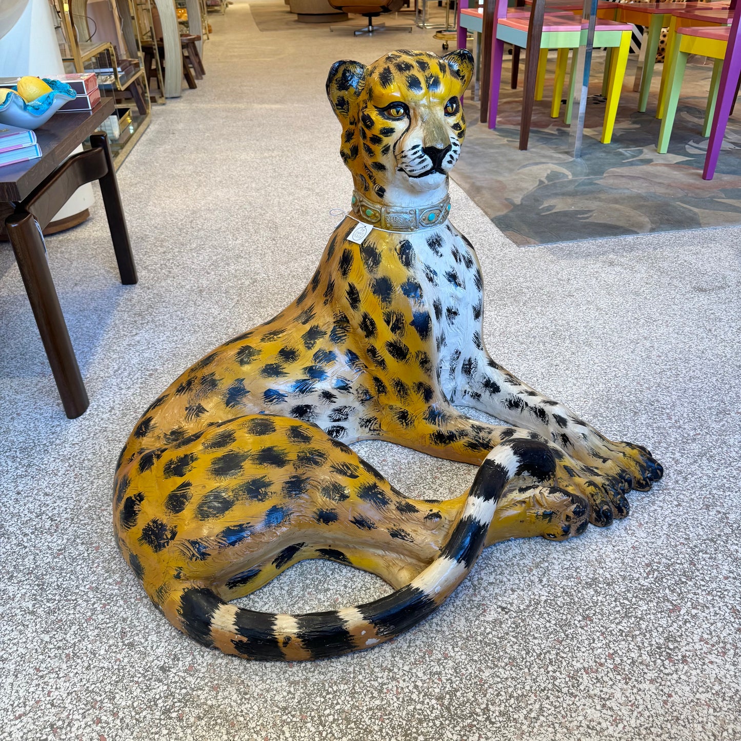 Extra Large Vintage Resting Cheetah Statue