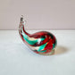 Vintage Murano Glass Style Red and Aqua Blue Whale Paperweight