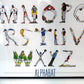 Vintage "Alphabat" Baseball Themed Poster by Doug Keith