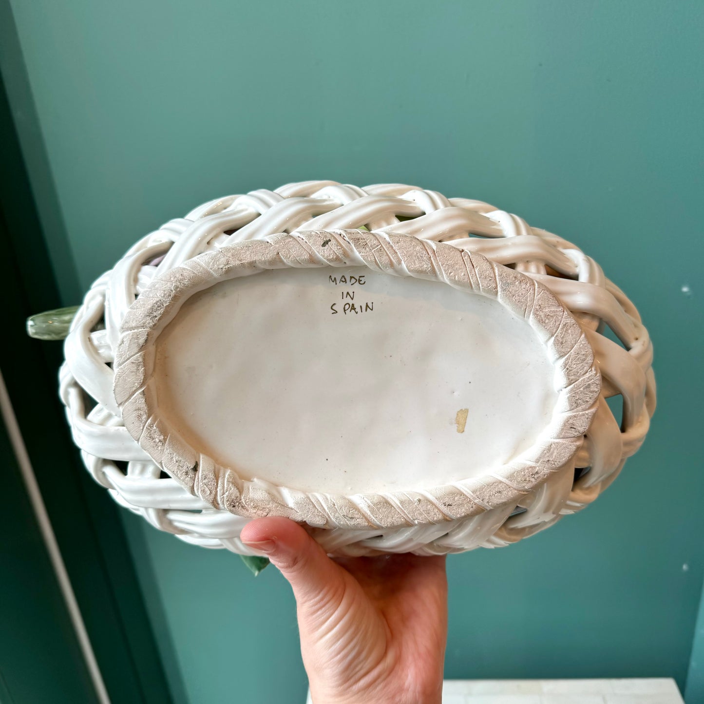 Vintage Spanish Ceramic Vegetable Basket