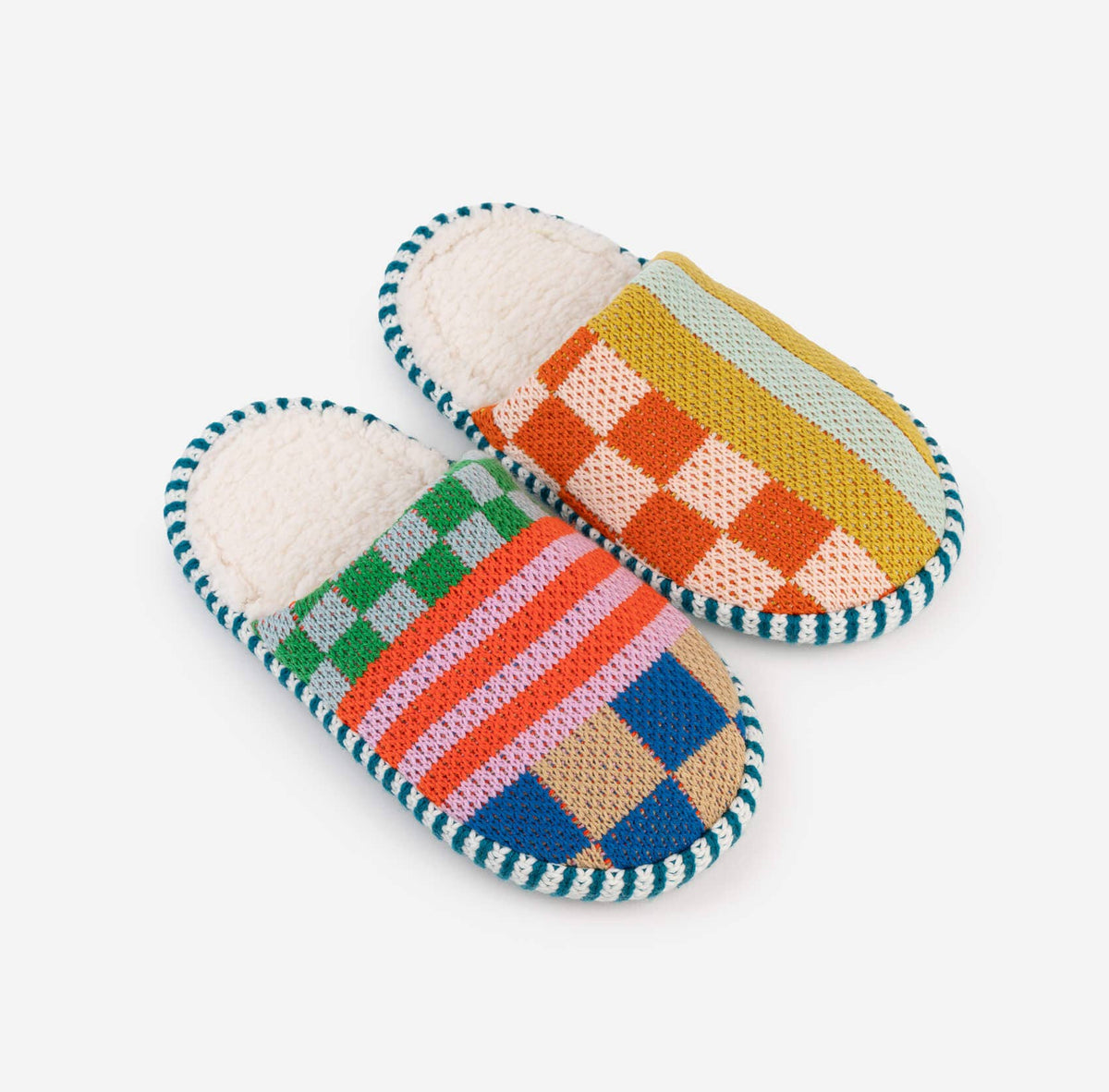 Pattern Patch Slide Slippers by Verloop Knits: Candy