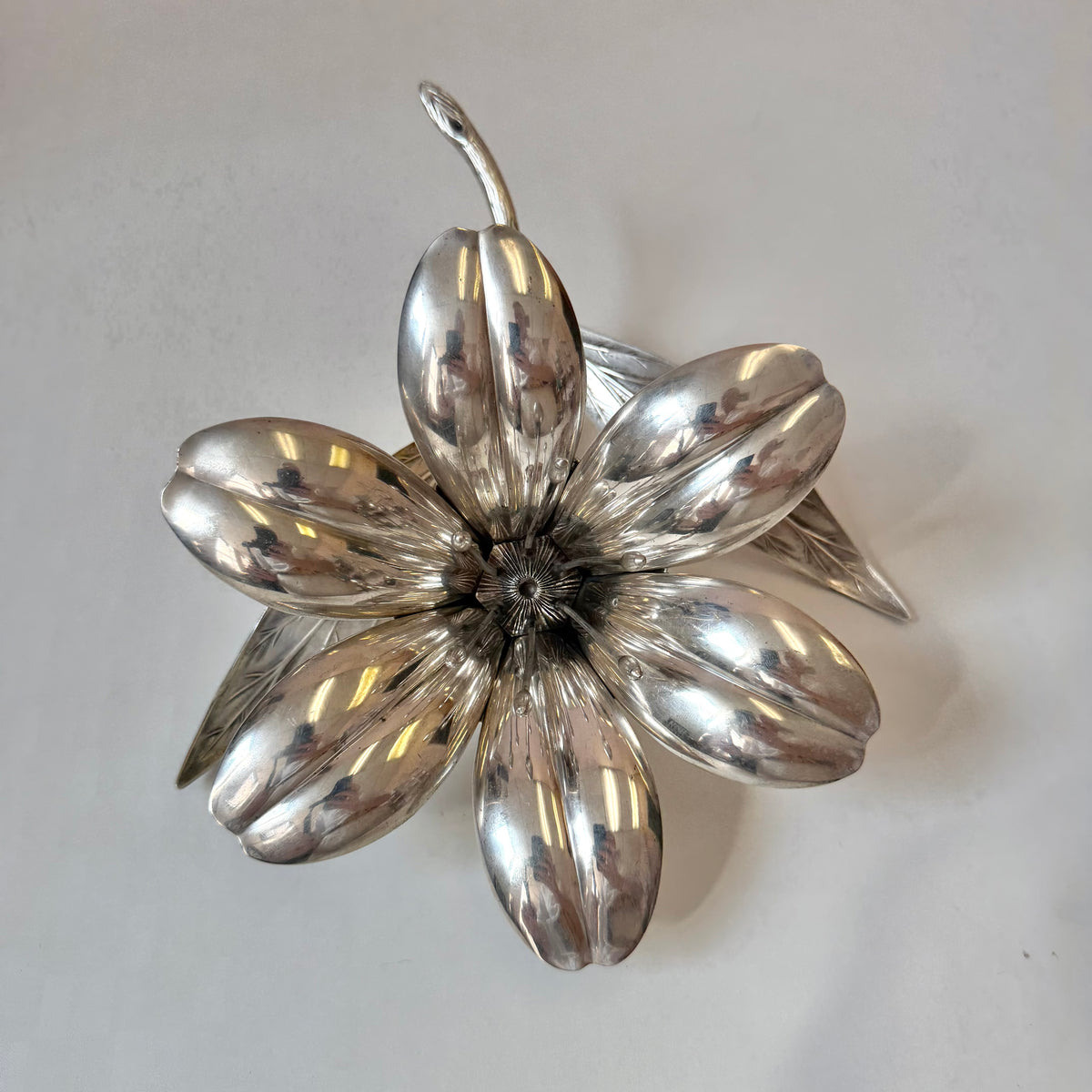 Vintage Silver-Plated Flower with Individual Petal Ashtray/Dishes by PLAME Spain