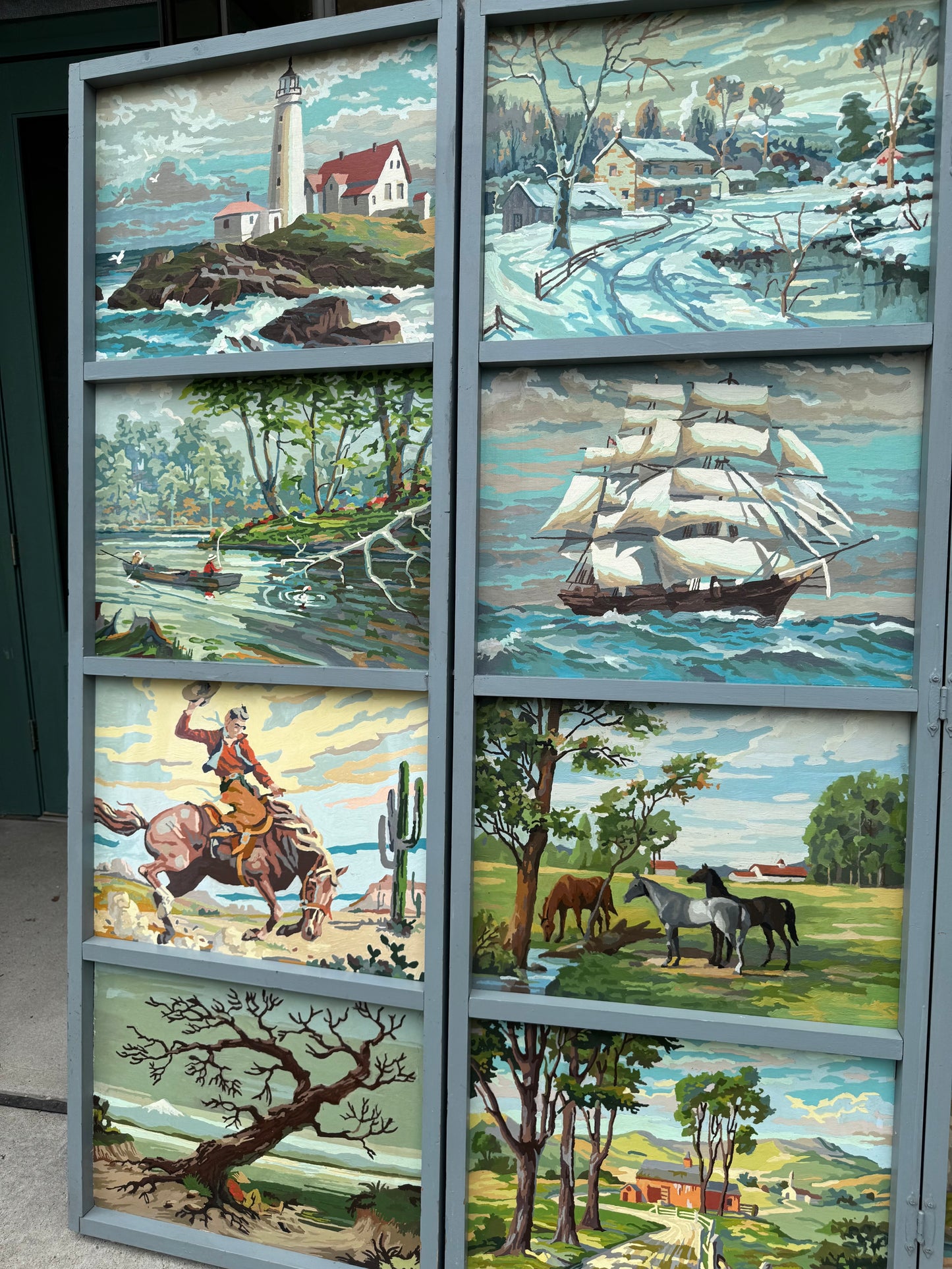 Vintage 1950's Original Paint by Numbers Screen/Room Divider