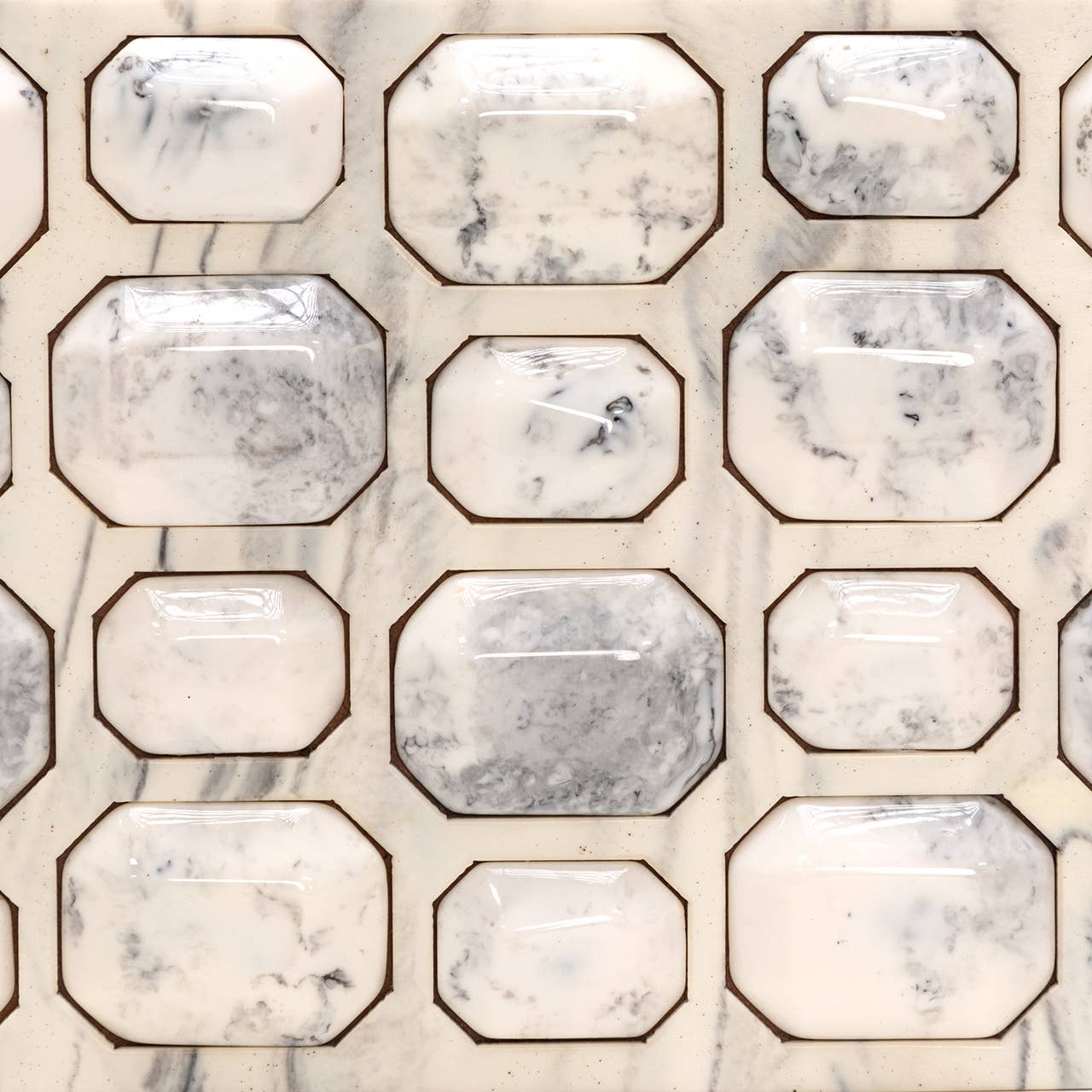 White Marbled Resin Box with Decorative Gem Lid