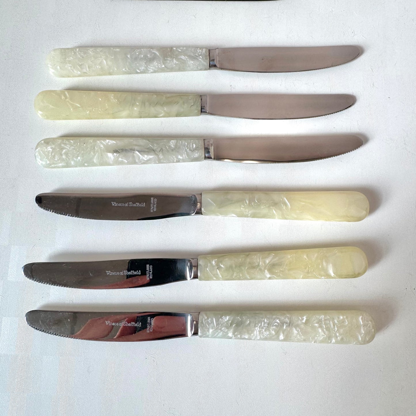Vintage Art Deco Mother of Pearl Bakelite Fruit Knife Set