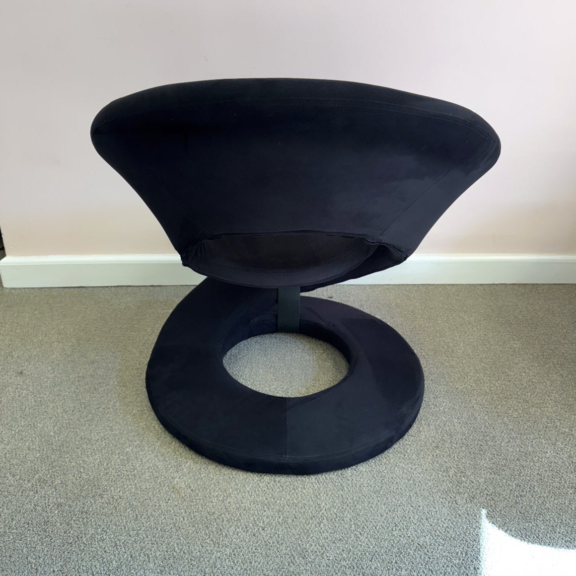 Vintage Spiral Ribbon Chair in Black Suede Attributed to Jaymar