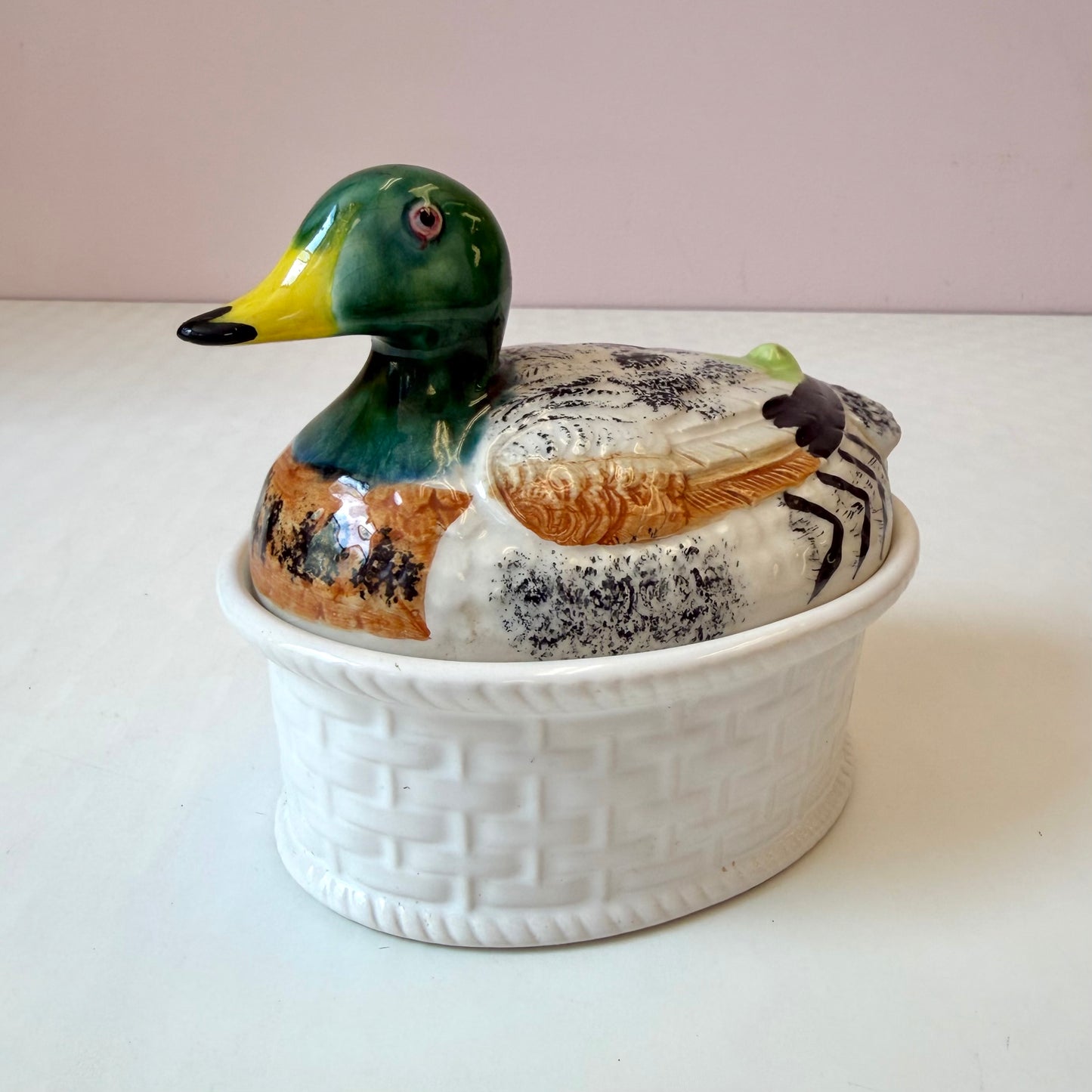 Vintage Ceramic Mallard Duck Tureen Serving Dish