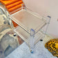 Vintage Lucite Two Tier Rolling Bar Cart