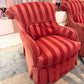 Vintage Raspberry Red Regency Style Striped Lounge Armchair by Lexington Furniture /item