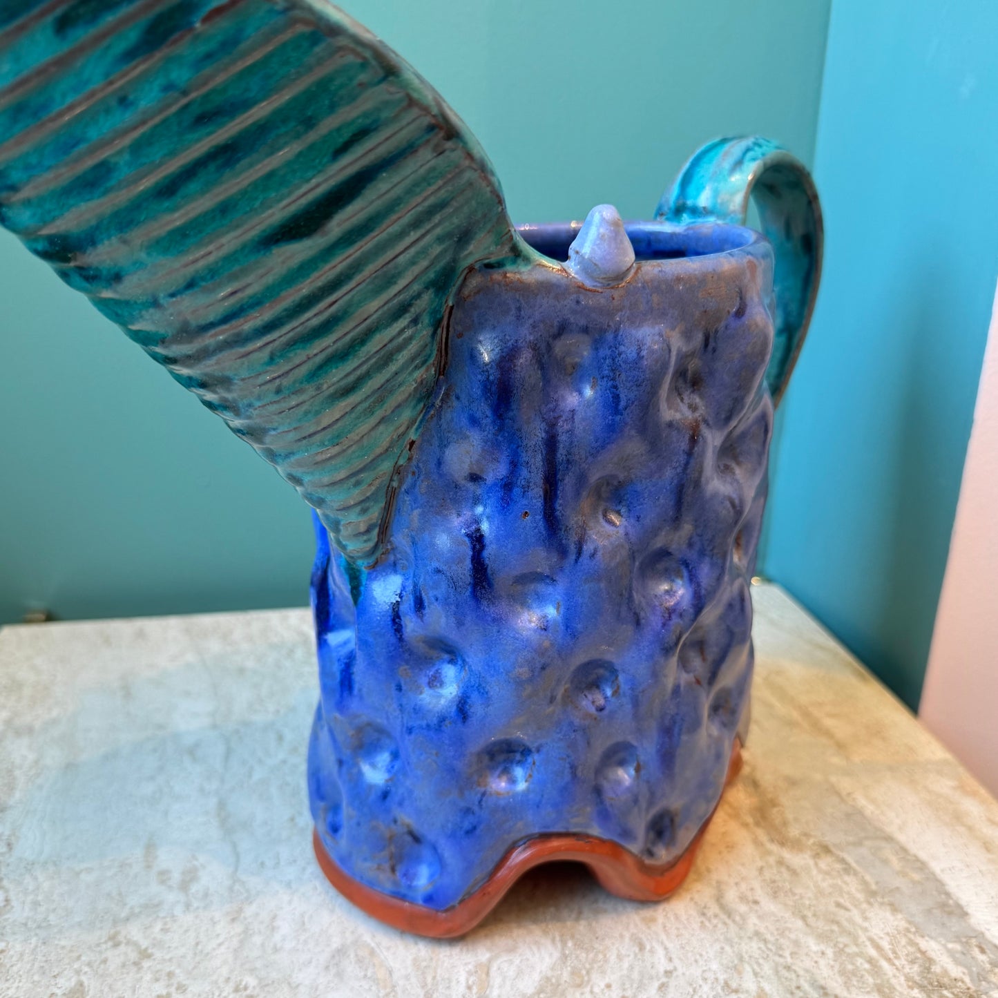 Large Vintage Studio Pottery Pitcher signed Flyn