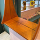 Mid Century Danish Teak Curved Wall Mirror with Shelf by Pedersen and Hansen