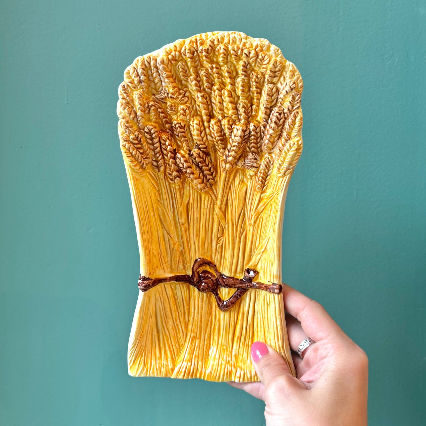 Vintage Ceramic Wheat Sheaf Spoon Rest Made in Italy