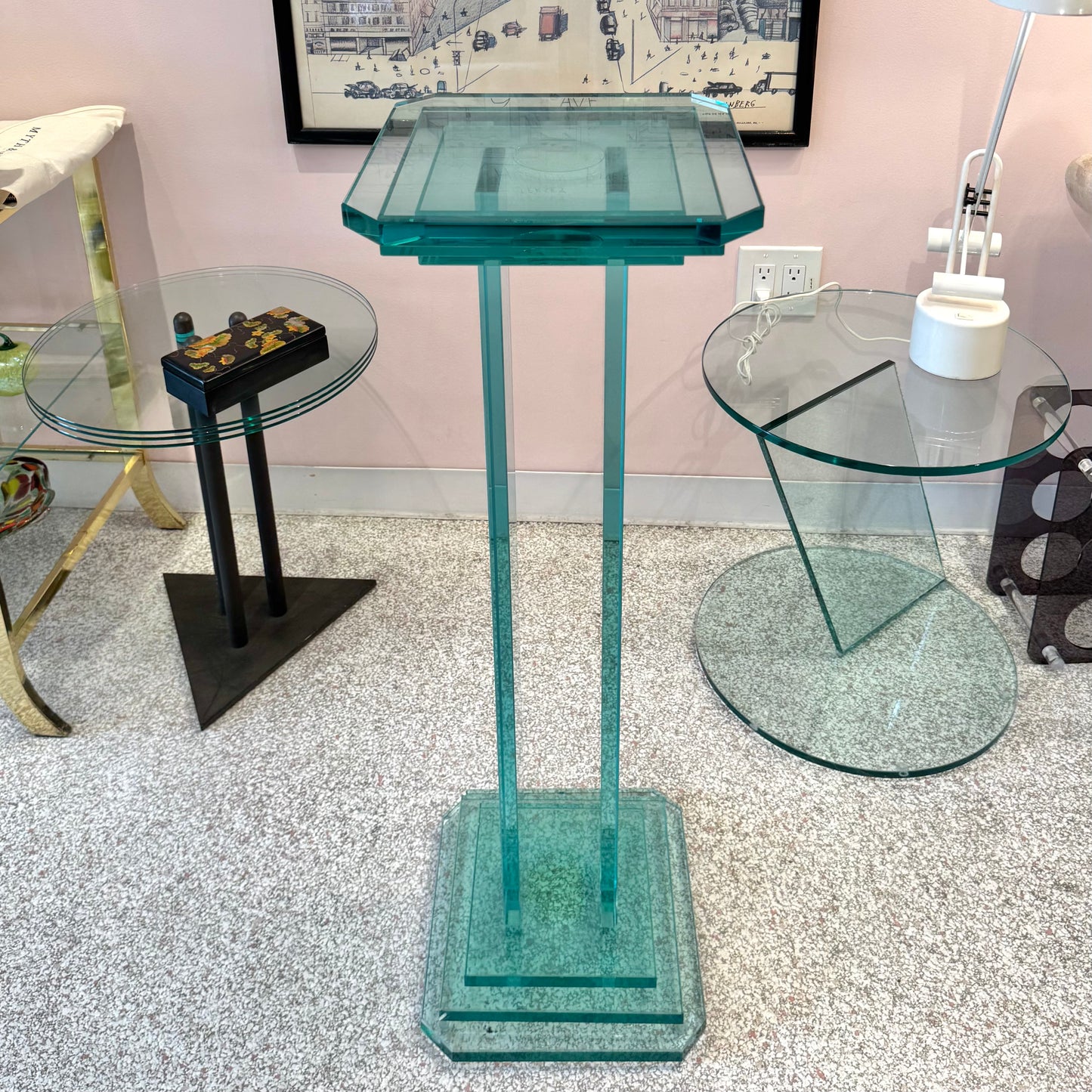 Vintage Stacked Glass Pedestal 36.5”