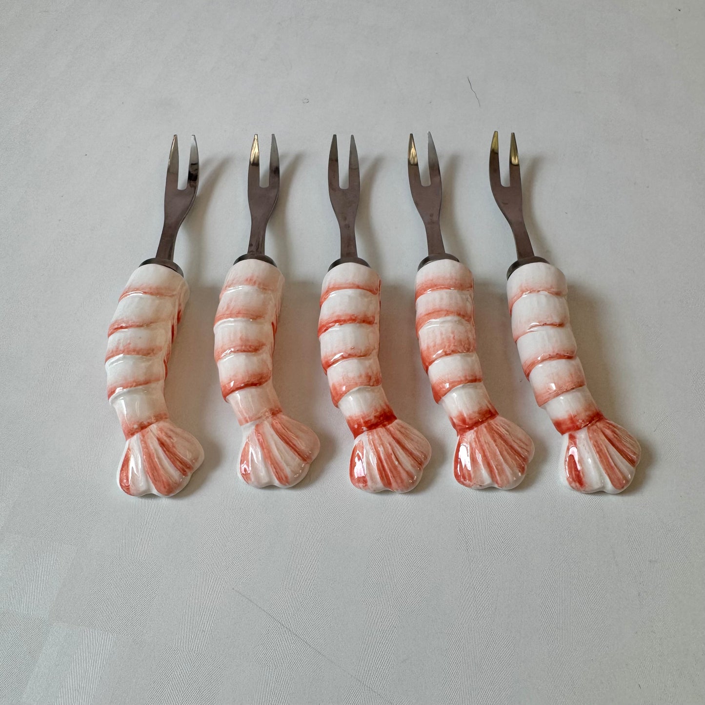 Vintage Set of 5 Shrimp Handled Appetizer Forks by Shafford