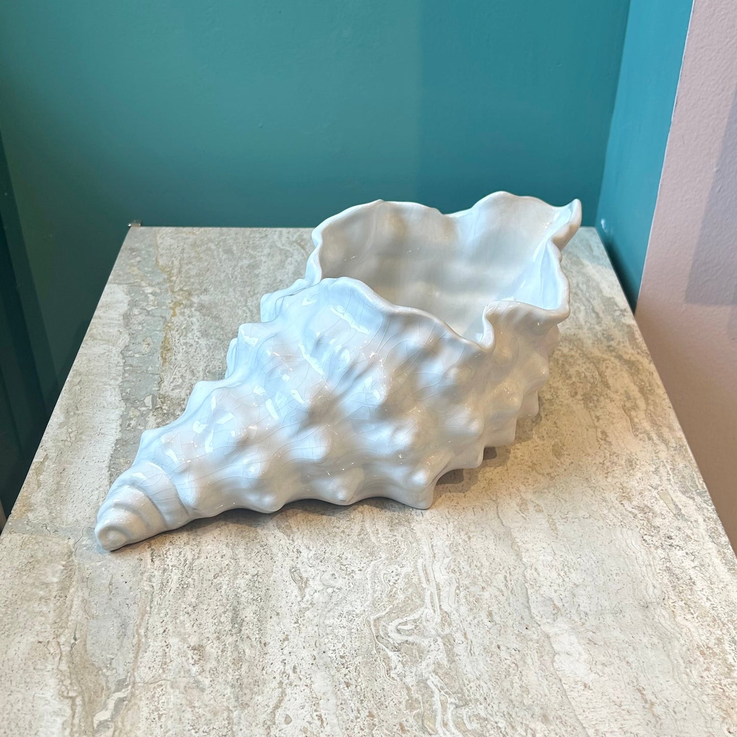Vintage Ceramic Conch Shell Planter