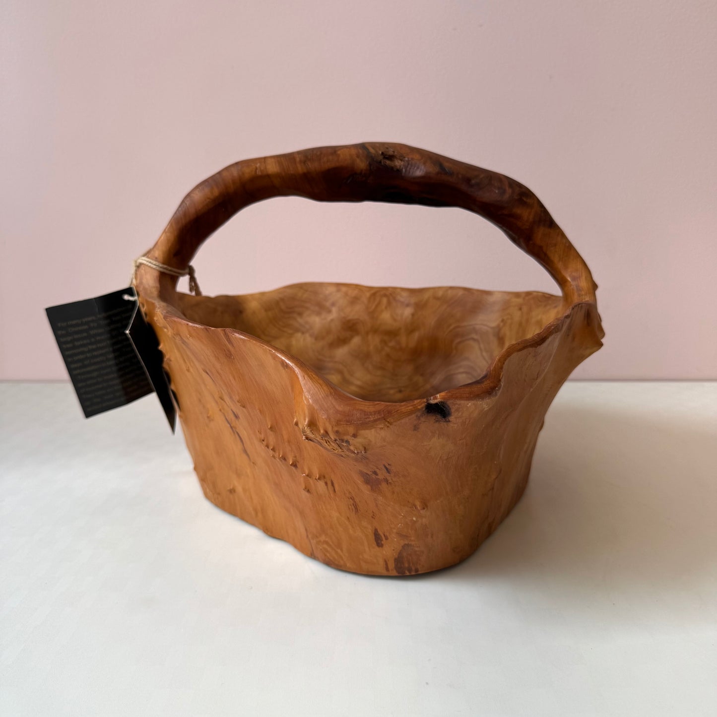Vintage Hand-Crafted Live Edge Carved Wooden Root Bowl