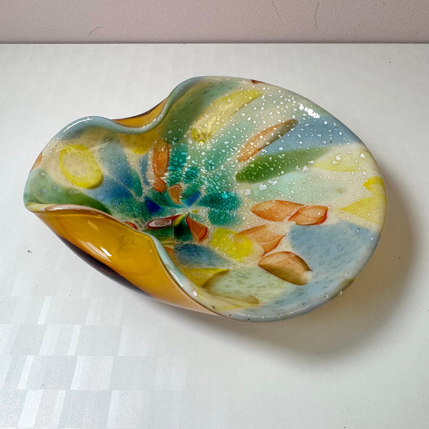 Vintage Yellow Tutti Frutti Murano Glass Bowl