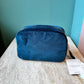 Midnight Blue Wild Zebra Velvet Makeup Bag by Elizabeth Scarlett