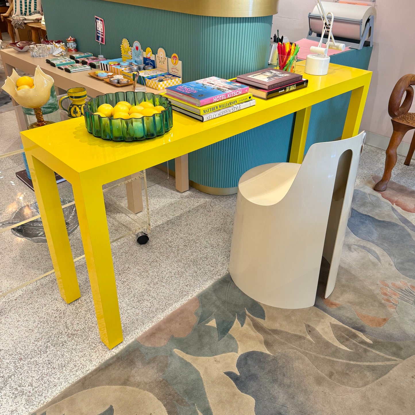 Vintage Yellow Laminate Console Table by Milo Baughman for Thayer Coggin