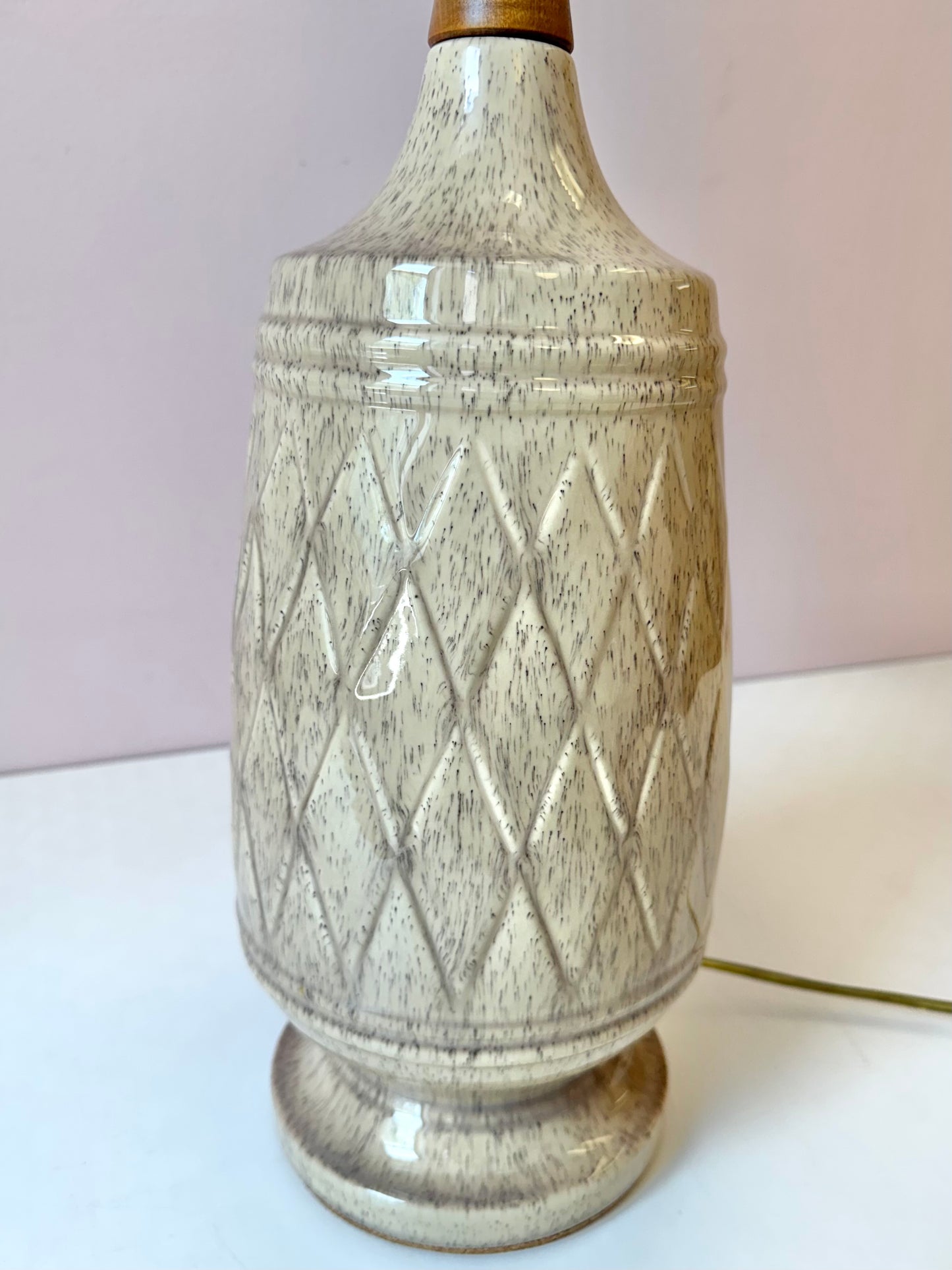 Vintage Mid-Century Ceramic and Walnut Lamp w/shade