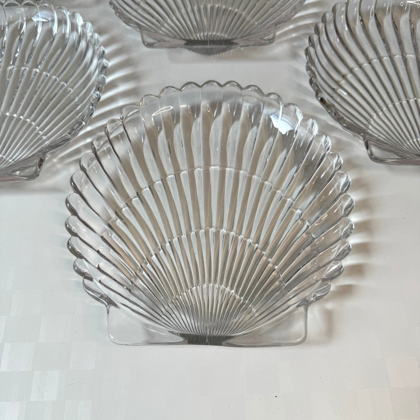 Vintage Set of 6 Glass Shell Side Plates (as is)