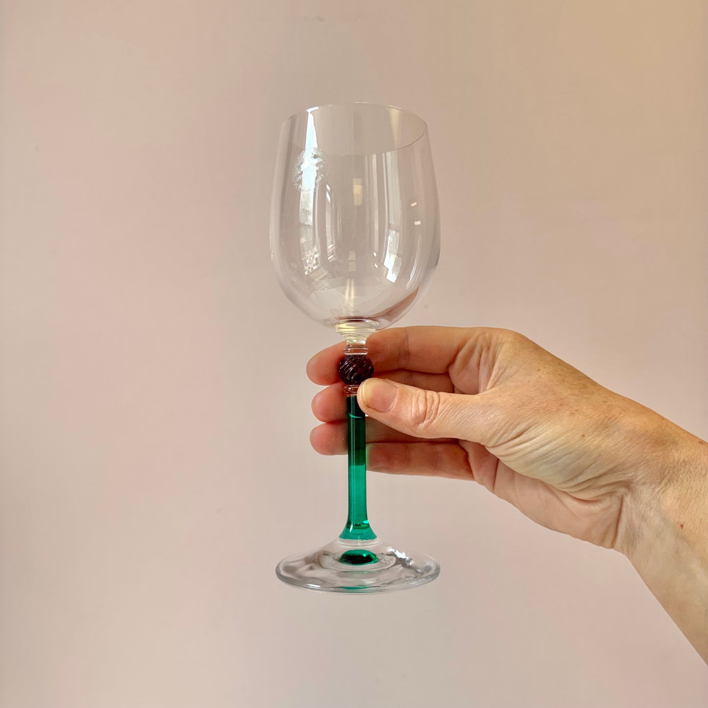 Vintage Set of 6 Hand Made Italian Wine Glasses by IVAT