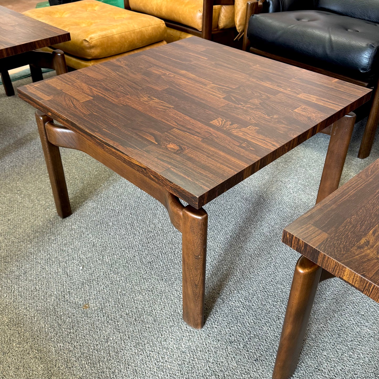 Mid Century Modern Jens Risom Style Walnut and Laminate Floating Coffee/Side Table