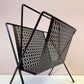 Vintage Mid Century Black Perforated Metal Magazine Rack