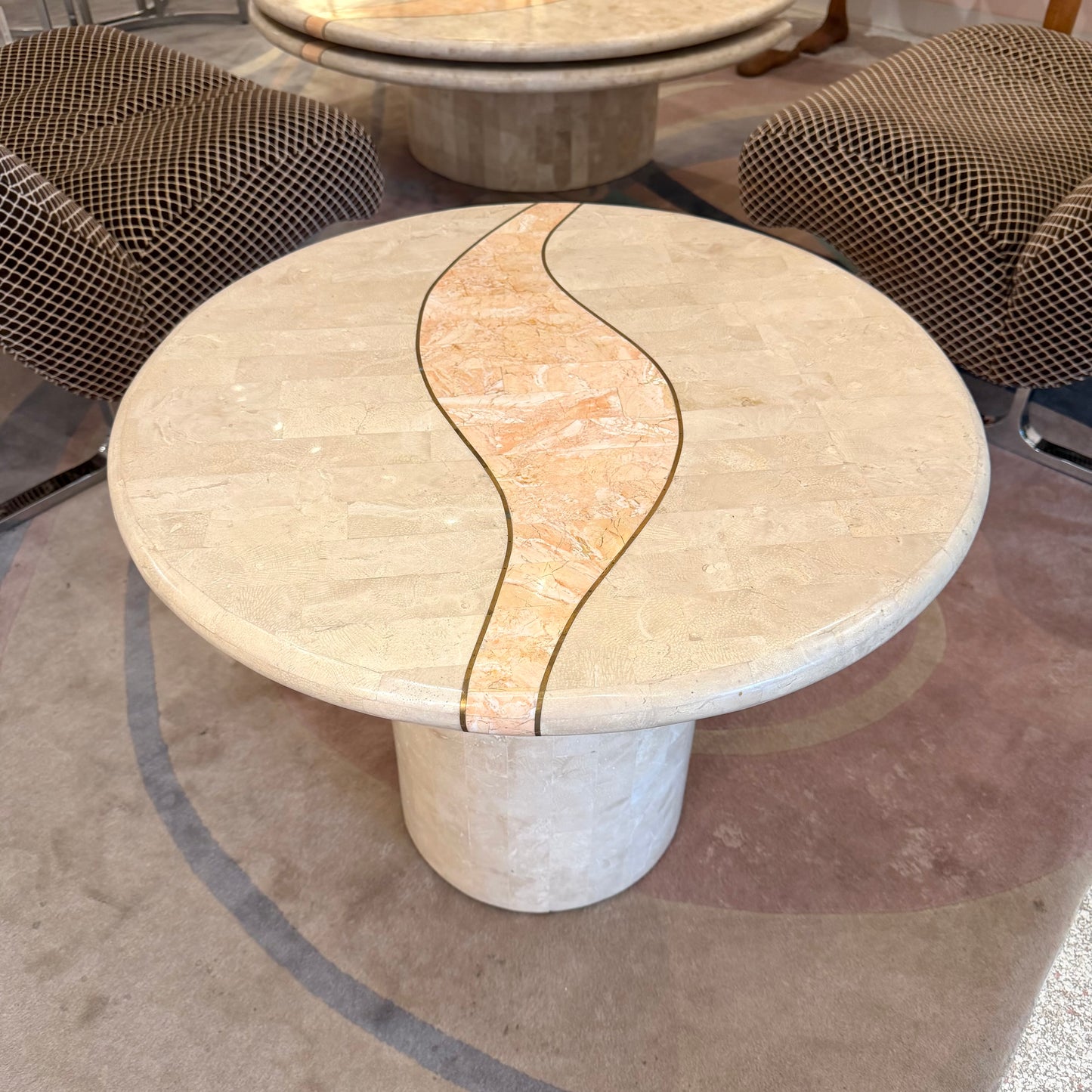 Vintage Tessellated Travertine Side Table by Casa Bique