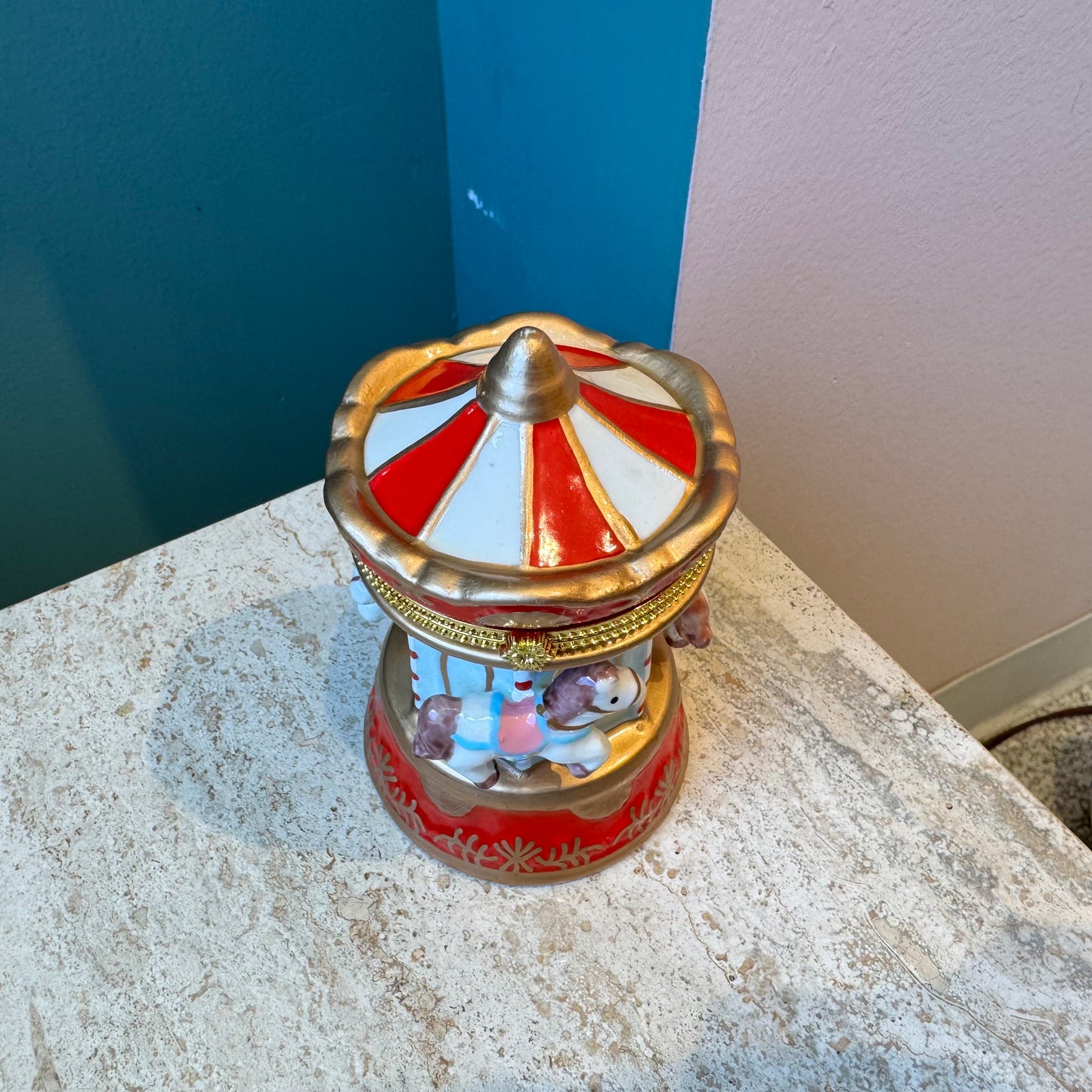 Red & Gold Carousel Trinket Box