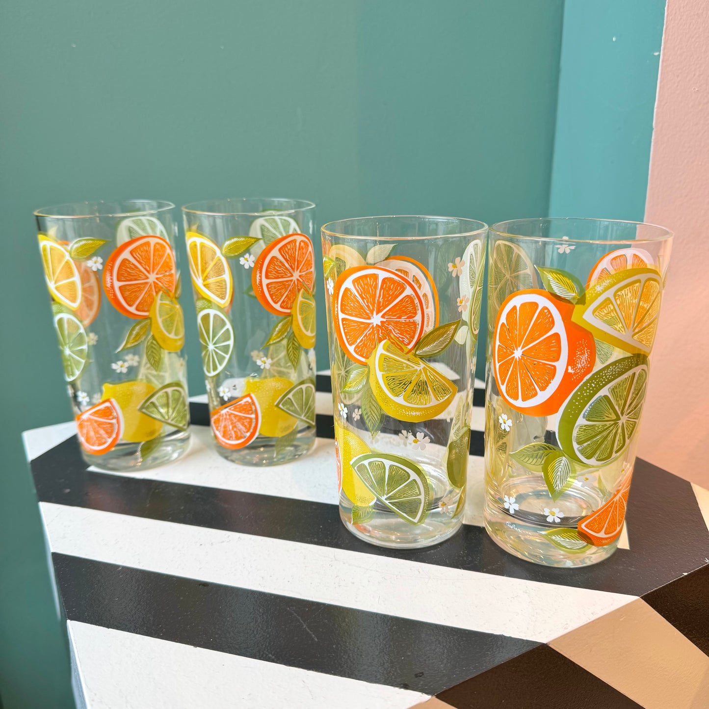 Set of 4 Vintage Culver Ltd. Citrus Highball Glasses