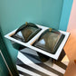 Mid Century White and Gray Lucite 2 Compartment Server
