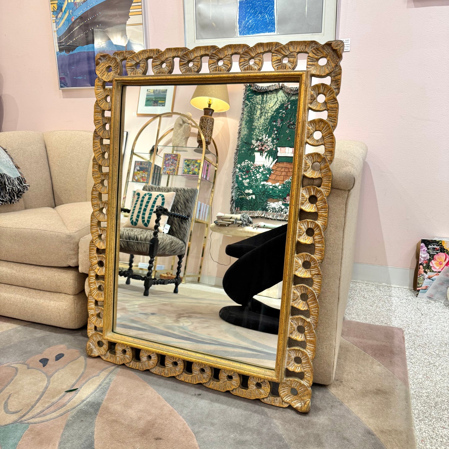 Vintage Hollywood Regency Style Giltwood Mirror