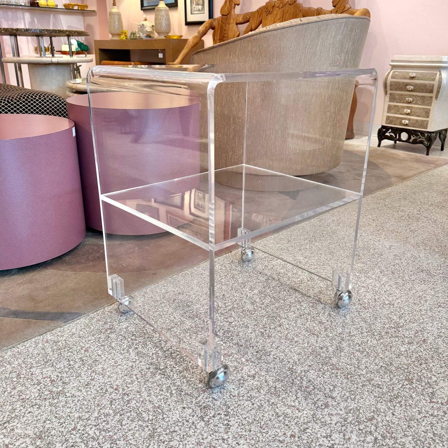 Vintage Lucite Rolling Shelf/Side Table