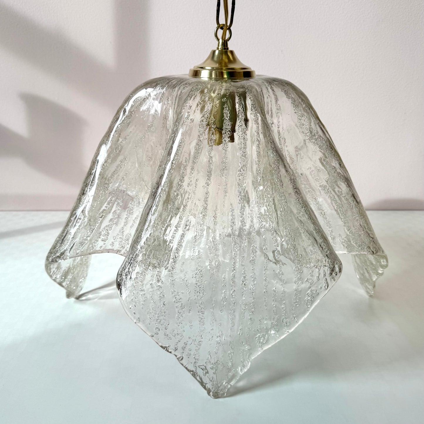 Vintage Mazzega Style Murano Glass Handkerchief Pendant Light Fixture