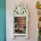 Vintage White Rococo Style Mirror with Carved Maiden Mask Crest