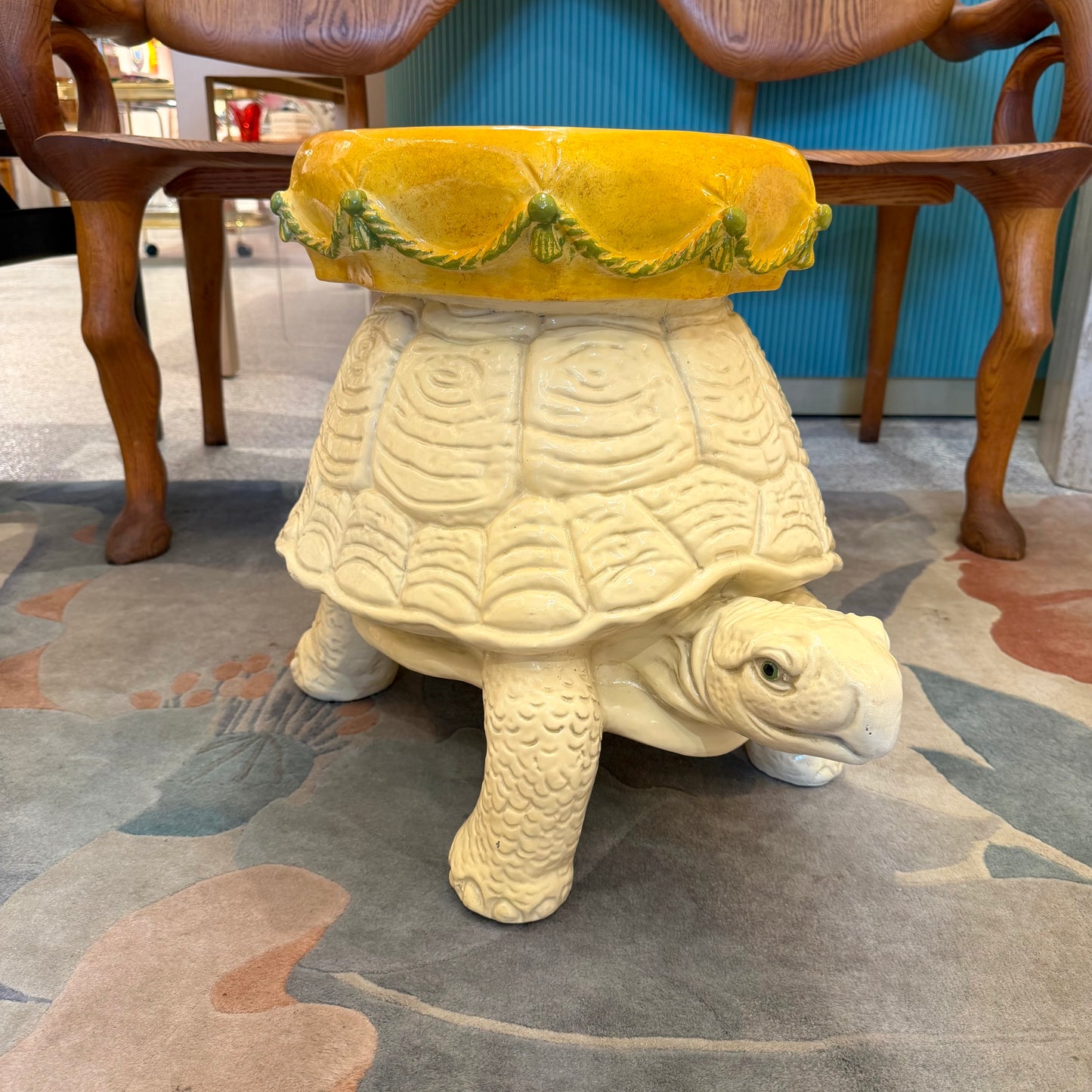 Vintage Extra Large Mid-Century Tortoise Stool