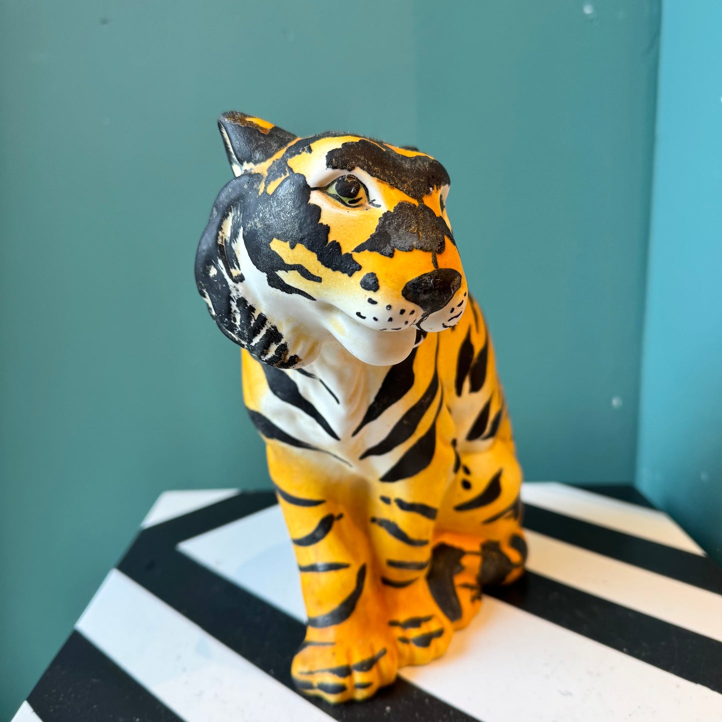 Vintage Small Porcelain Italian Tiger Statue
