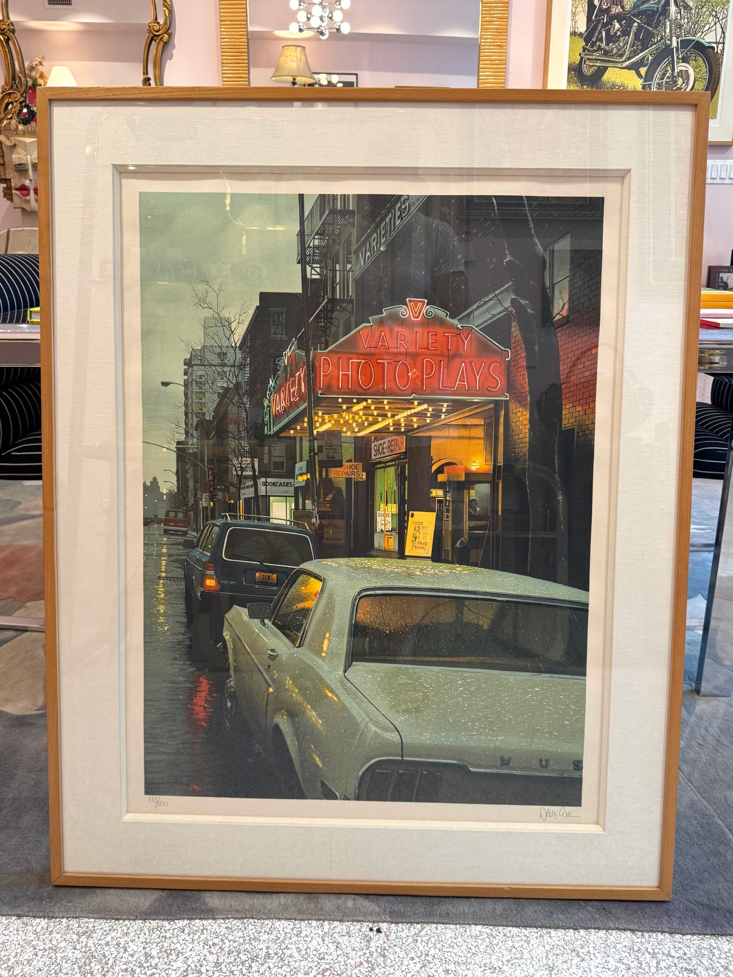 Vintage 1983 Signed Limited Edition Lithograph Titled "Variety Photoplays" by Davis Cone