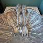 Vintage Wilton Co Pewter Cabbage Leaf Serving Bowl and Utensils