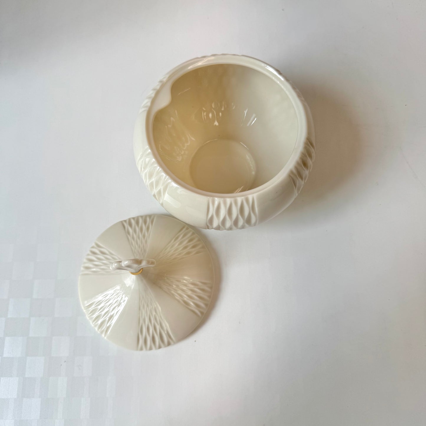 Vintage Porcelain Lidded "Harlequin" Candy Dish by Lenox