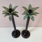 Vintage Pair of Palm Tree Candle Stick Holders